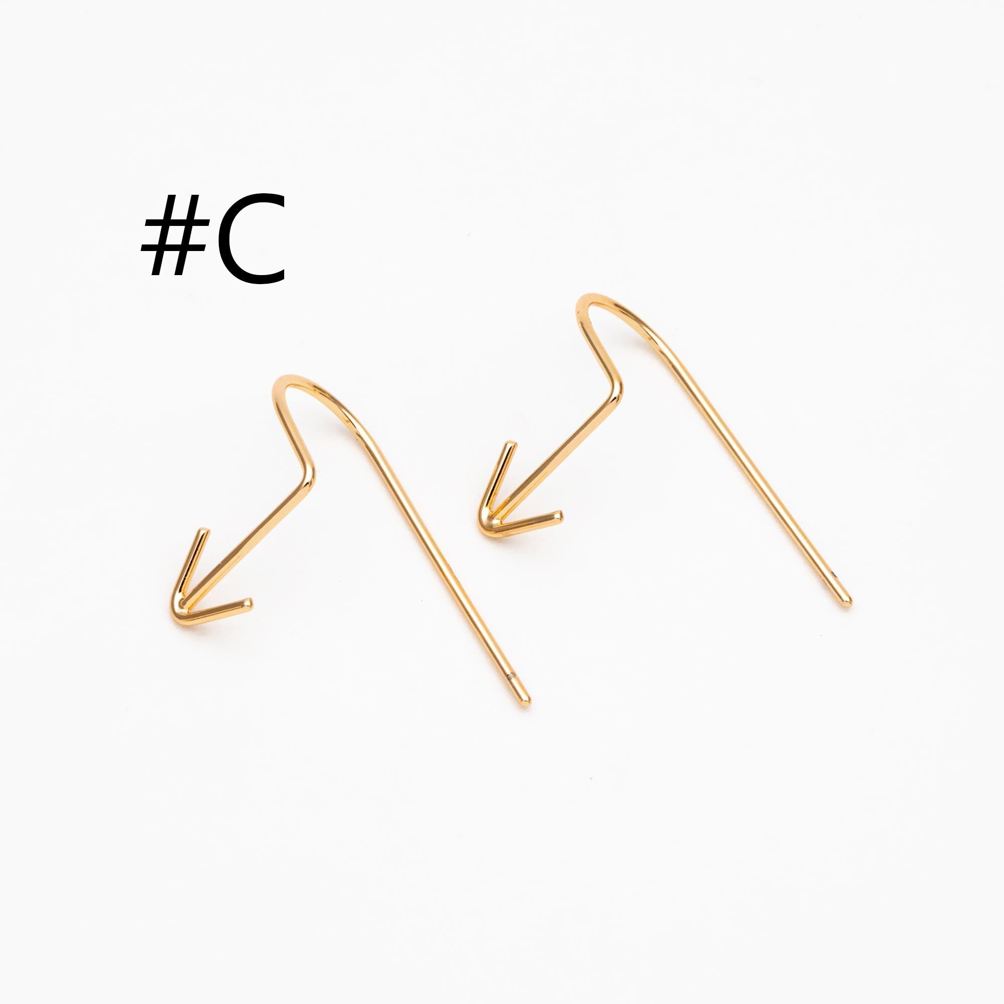 10pcs Gold Arrow Earring Hooks, 18K Gold Plated Brass, Simple Earwire Earrings (GB-4605)